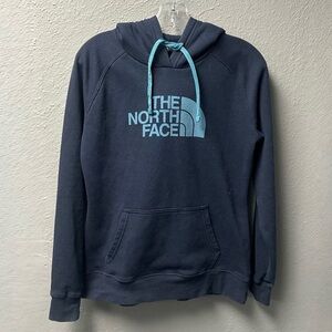 The North Face Navy Hoodie with Light Blue Logo